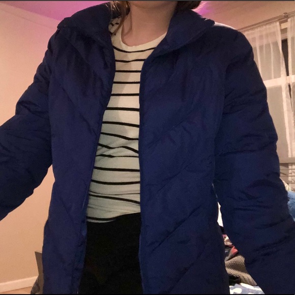 AMAZING ROYAL BLUE STYLISH DOWN COAT LANDS END - Picture 3 of 5